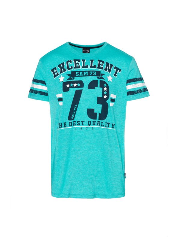 Sam 73 Τυπωμένο ανδρικό μπλουζάκι τυπωμένο τιρκουάζ SAM 73