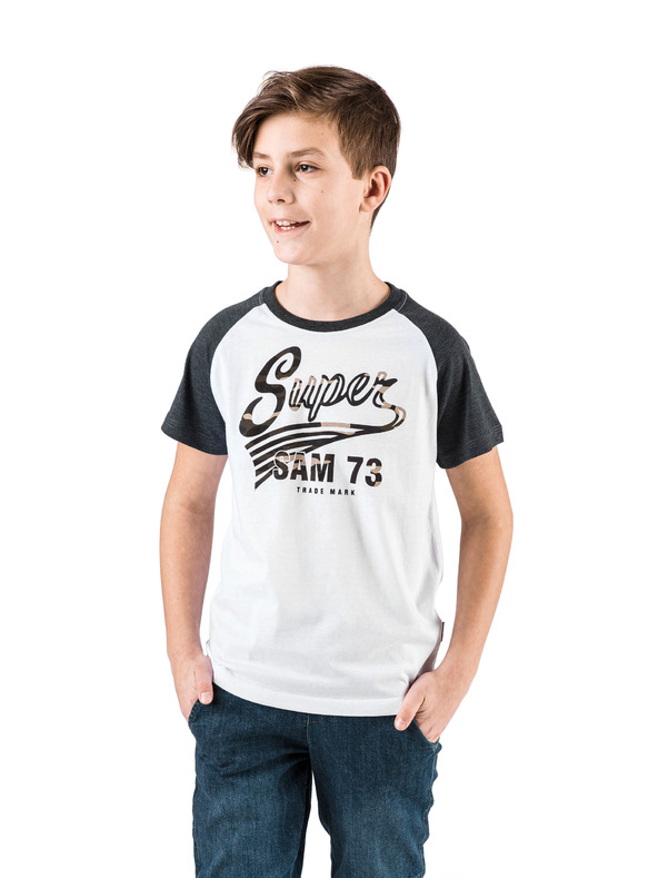 Sam 73 Μαύρο και άσπρο αγορίστικο t-shirt με εκτύπωση SAM 73