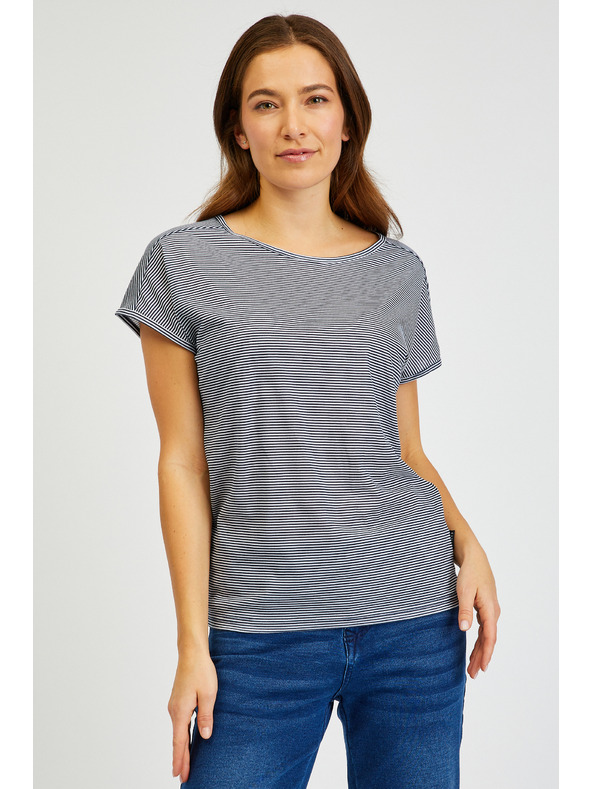 Sam 73 Μπλε γυναικείο ριγέ basic T-shirt SAM 73 Celeste