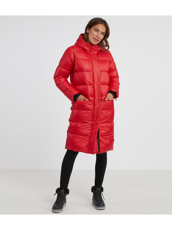 Sam 73 Κόκκινο γυναικείο χειμερινό υπερμεγέθες καπιτονέ παλτό SAM 73