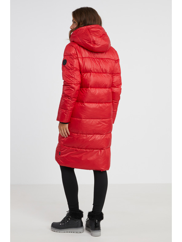 Sam 73 Κόκκινο γυναικείο χειμερινό υπερμεγέθες καπιτονέ παλτό SAM 73