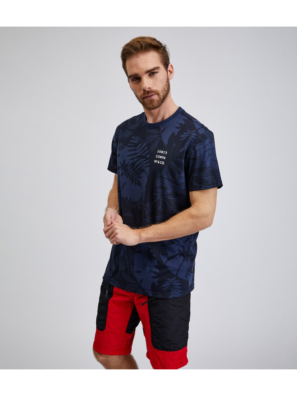 Sam 73 Μπλε σκούρο ανδρικό πουκάμισο με σχέδιο SAM73 Sculptor