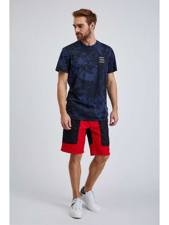 Sam 73 Μπλε σκούρο ανδρικό πουκάμισο με σχέδιο SAM73 Sculptor