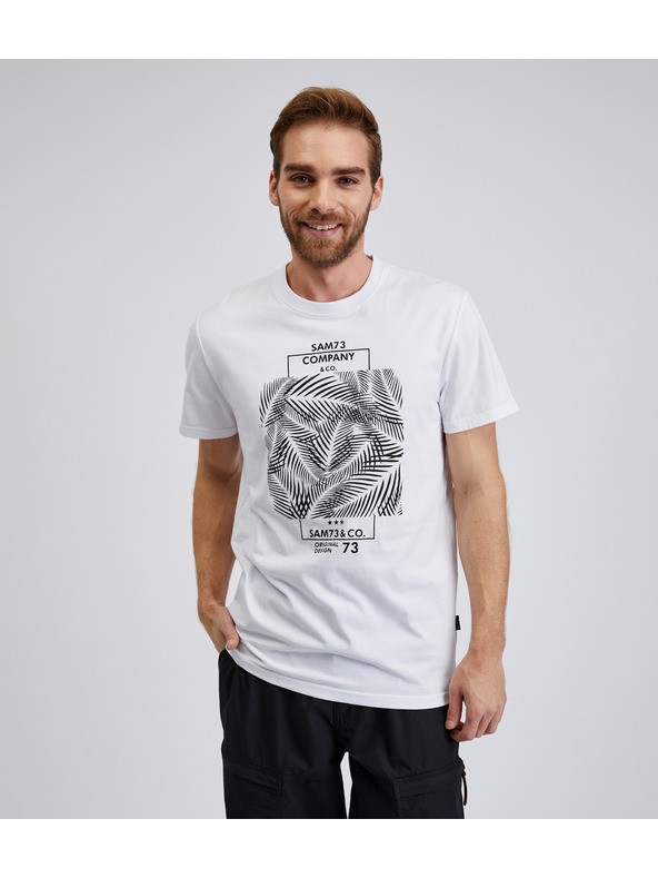 Sam 73 Λευκό ανδρικό βαμβακερό εμπριμέ πουκάμισο SAM73 Almandit