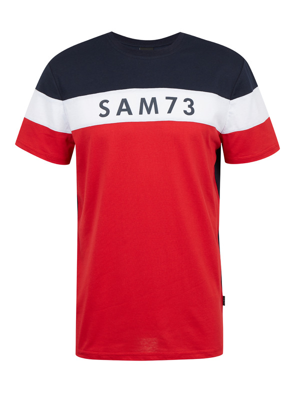 Sam 73 Μπλε και κόκκινο ανδρικό t-shirt SAM 73 Kavix