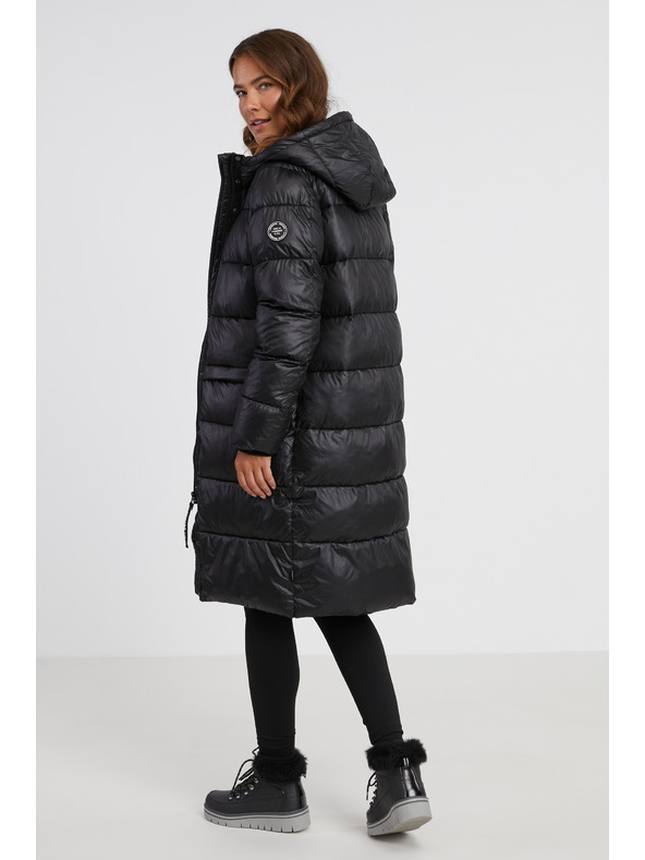 Sam 73 Μαύρο γυναικείο χειμερινό υπερμεγέθες καπιτονέ παλτό SAM 73