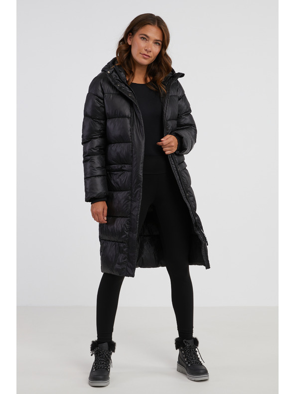 Sam 73 Μαύρο γυναικείο χειμερινό υπερμεγέθες καπιτονέ παλτό SAM 73