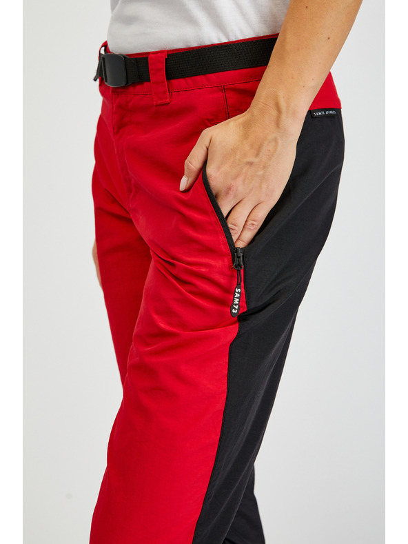 Sam 73 Μαύρο και κόκκινο γυναικείο παντελόνι με αποσπώμενο πόδι SAM73 Aries