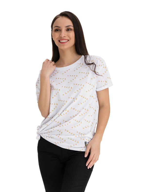 Sam 73 Λευκό γυναικείο μοτίβο χαλαρό μπλουζάκι SAM 73