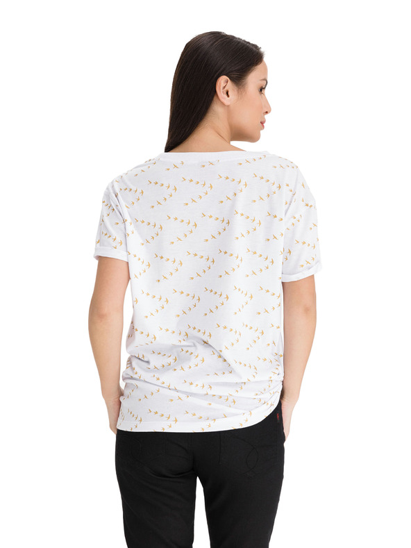 Sam 73 Λευκό γυναικείο μοτίβο χαλαρό μπλουζάκι SAM 73