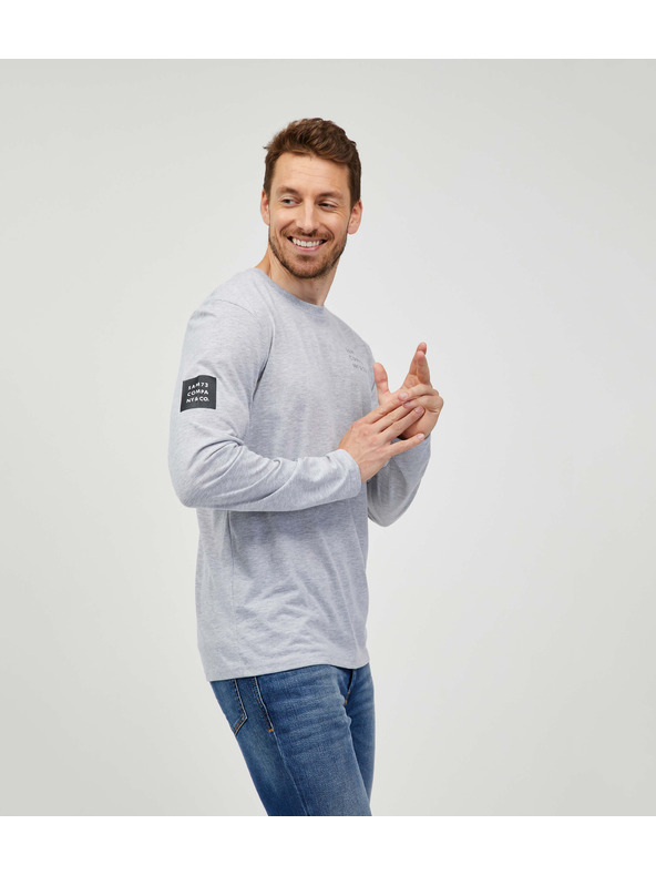Sam 73 Ανοιχτό γκρι ανδρικό ριγέ t-shirt Sam 73