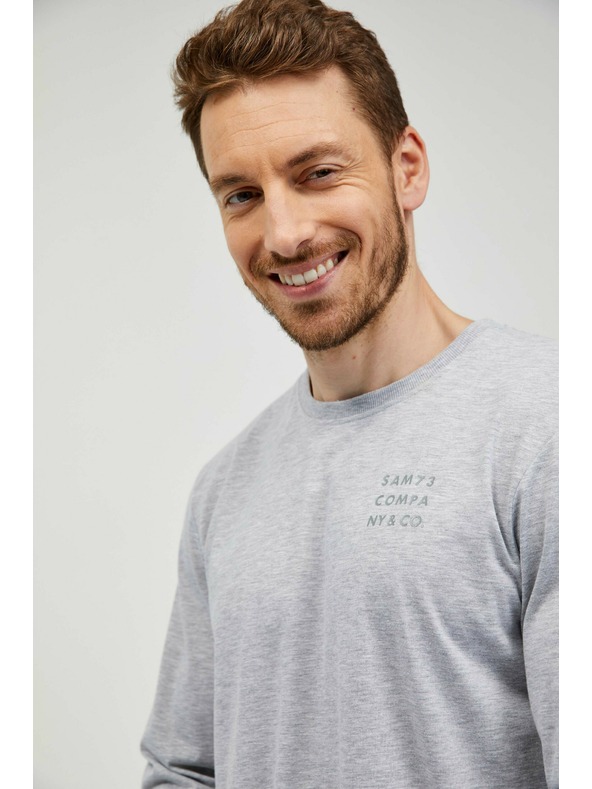Sam 73 Ανοιχτό γκρι ανδρικό ριγέ t-shirt Sam 73