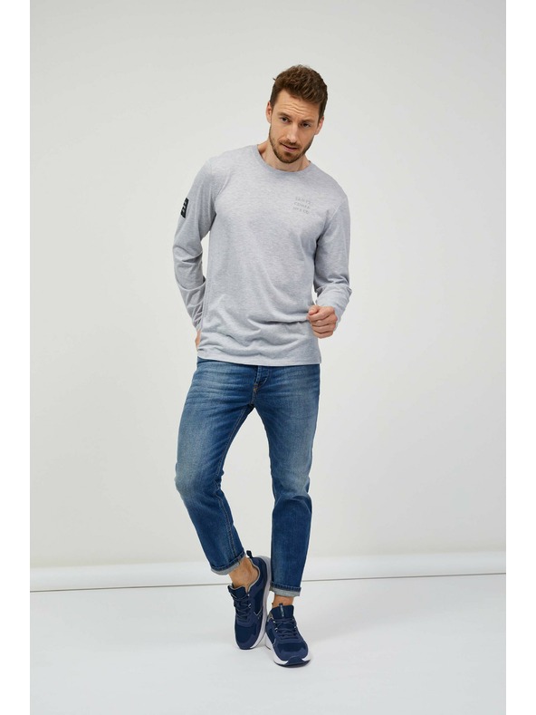 Sam 73 Ανοιχτό γκρι ανδρικό ριγέ t-shirt Sam 73