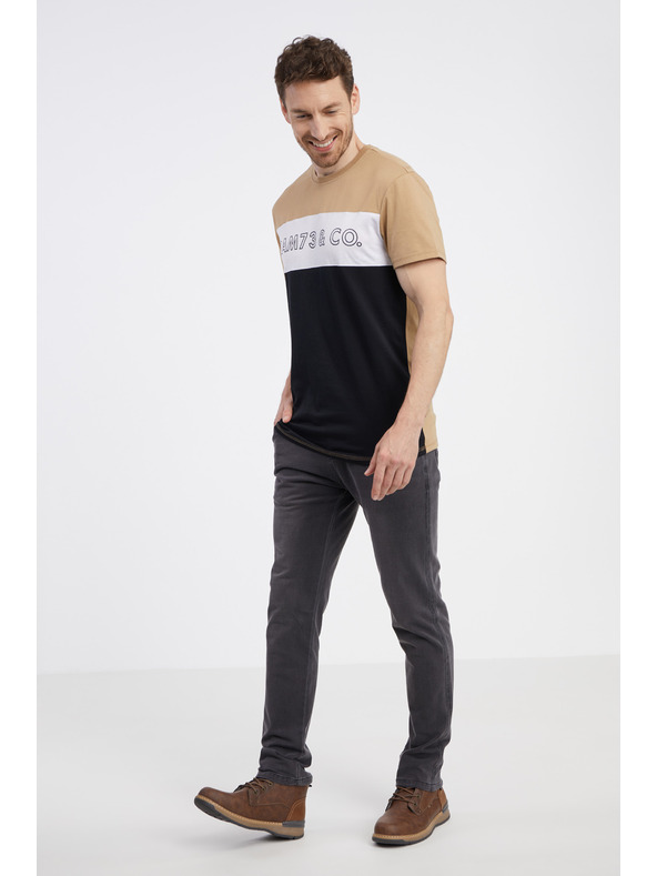 Sam 73 Μαύρο και καφέ ανδρικό μπλουζάκι SAM 73 Seamus