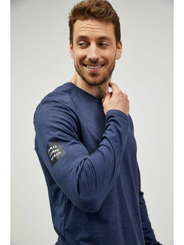 Sam 73 Σκούρο μπλε ανδρικό ριγέ μπλουζάκι SAM 73