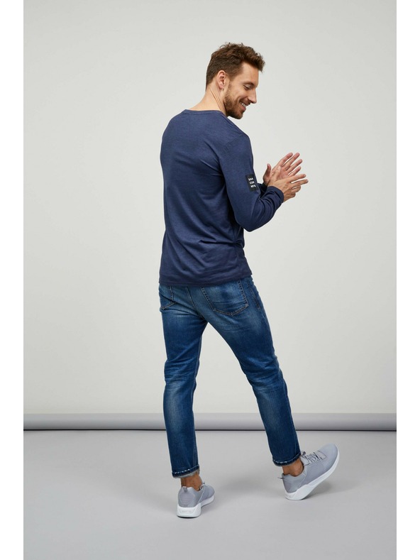 Sam 73 Σκούρο μπλε ανδρικό ριγέ μπλουζάκι SAM 73