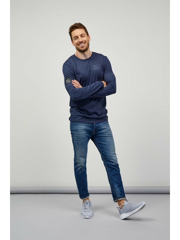 Sam 73 Σκούρο μπλε ανδρικό ριγέ μπλουζάκι SAM 73