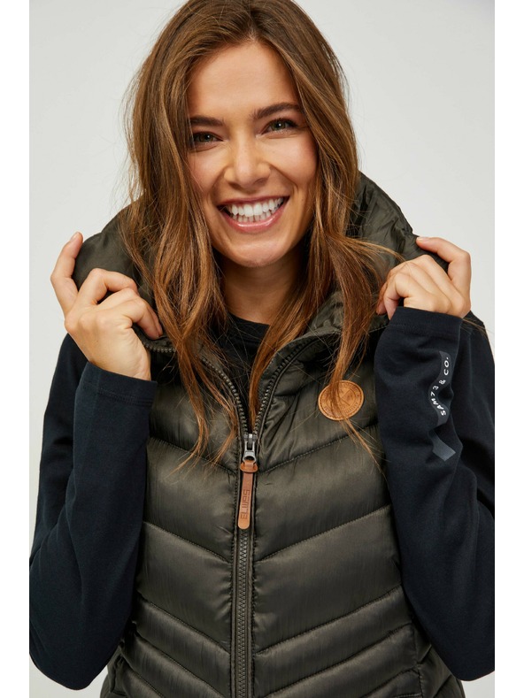 Sam 73 Χακί γυναικείο καπιτονέ μακρύ γιλέκο SAM 73 Dumela