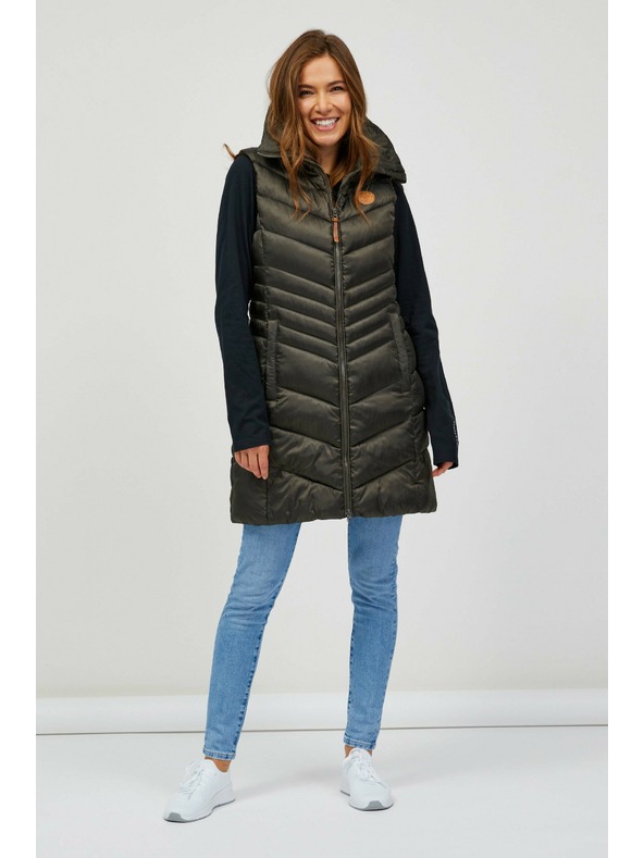 Sam 73 Χακί γυναικείο καπιτονέ μακρύ γιλέκο SAM 73 Dumela