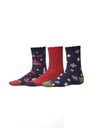 Sam 73 Σετ τριών ζευγών γυναικείων χριστουγεννιάτικων καλτσών σε μπλε και κόκκινο χρώμα SAM 73 Rudolph