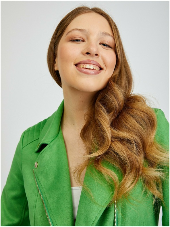 Orsay Πράσινο γυναικείο δερμάτινο σακάκι από σουέτ ORSAY