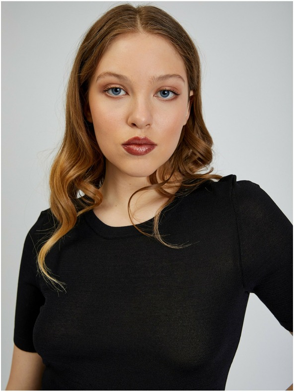 Orsay Μαύρο γυναικείο πλεκτό t-shirt ORSAY