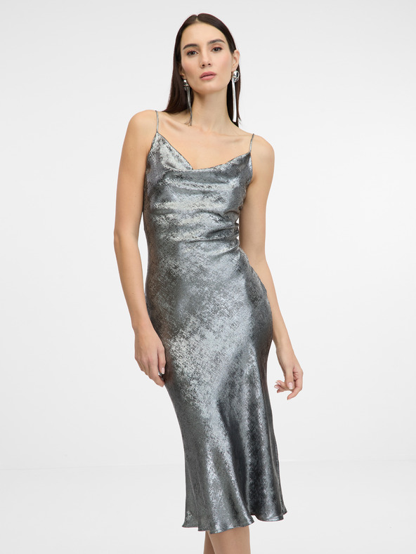 Orsay Ασημί γυναικείο φόρεμα με τιράντες ORSAY