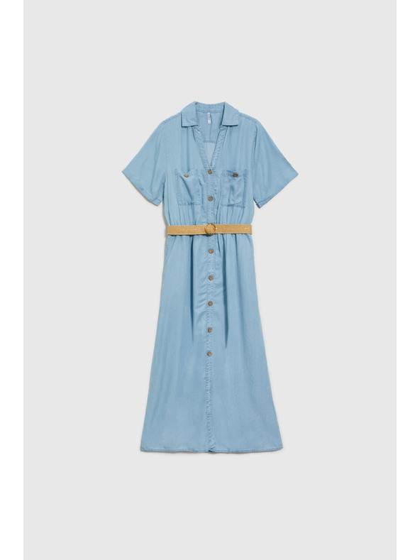 Moodo Μπλε γυναικείο πουκάμισο φόρεμα Moodo