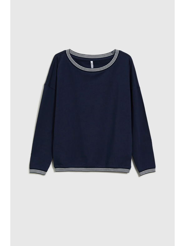 Moodo Σκούρο μπλε γυναικείο μπλουζάκι με μακρύ μανίκι Moodo