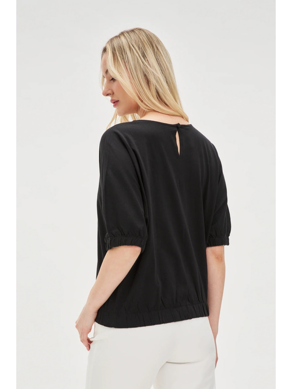 Moodo Μαύρο γυναικείο βαμβακερό μπλουζάκι Moodo