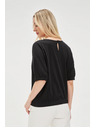 Moodo Μαύρο γυναικείο βαμβακερό μπλουζάκι Moodo