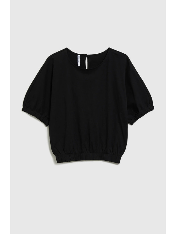 Moodo Μαύρο γυναικείο βαμβακερό μπλουζάκι Moodo