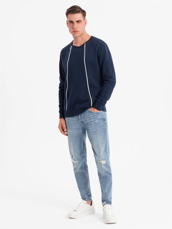 Ombre Clothing Πλυμένη ανδρική φούτερ με διακοσμητική ραφή στο λαιμό Ombre Clothing