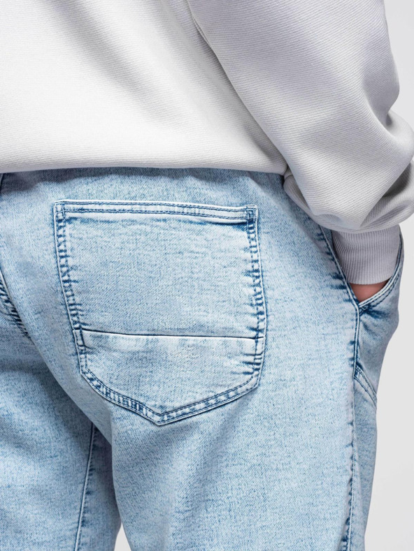 Ombre Clothing Ανδρικό κοντό τζιν σορτς με διακοσμητική ραφή - ανοιχτό μπλε