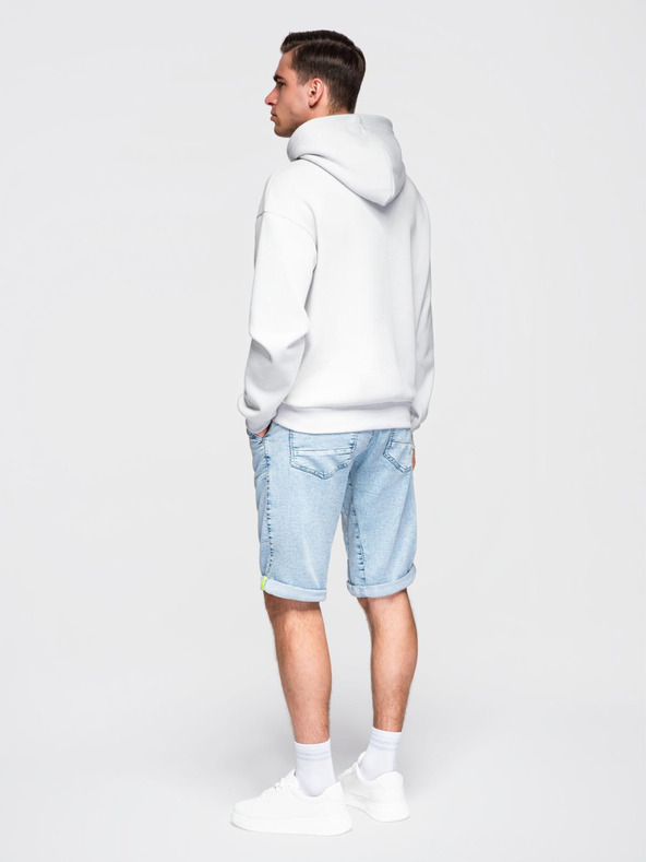 Ombre Clothing Ανδρικό κοντό τζιν σορτς με διακοσμητική ραφή - ανοιχτό μπλε