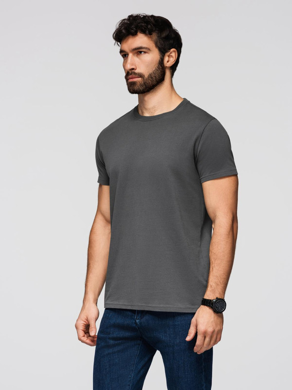 Ombre Clothing Ανδρικό κλασικό βαμβακερό t-shirt BASIC - γκρι