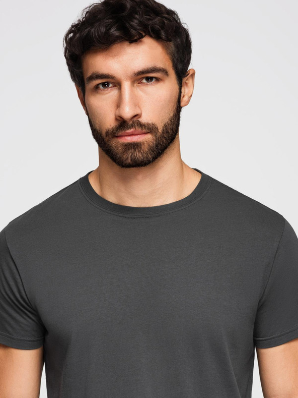 Ombre Clothing Ανδρικό κλασικό βαμβακερό t-shirt BASIC - γκρι