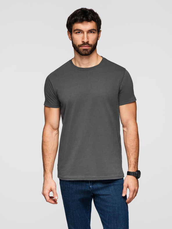 Ombre Clothing Ανδρικό κλασικό βαμβακερό t-shirt BASIC - γκρι