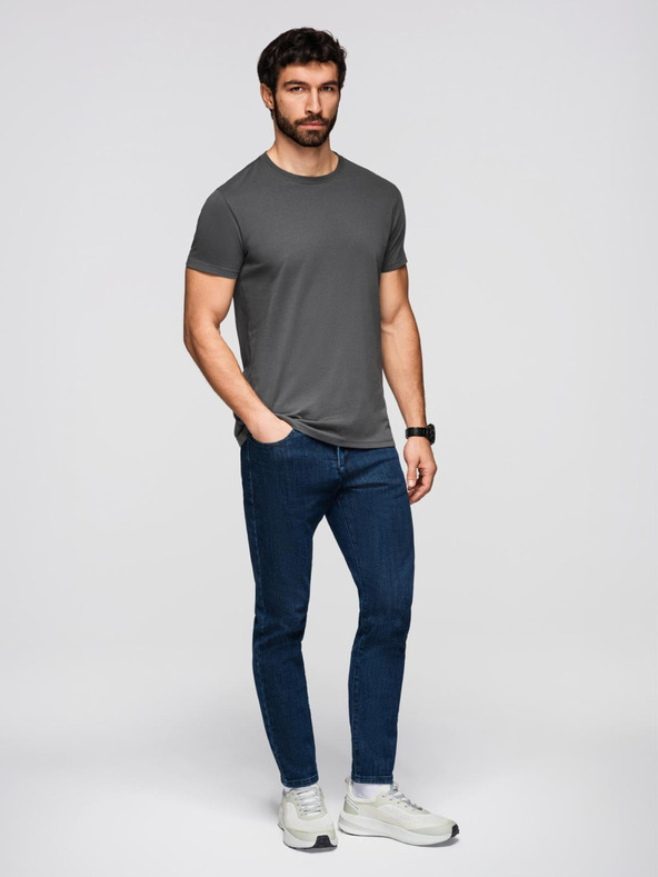 Ombre Clothing Ανδρικό κλασικό βαμβακερό t-shirt BASIC - γκρι