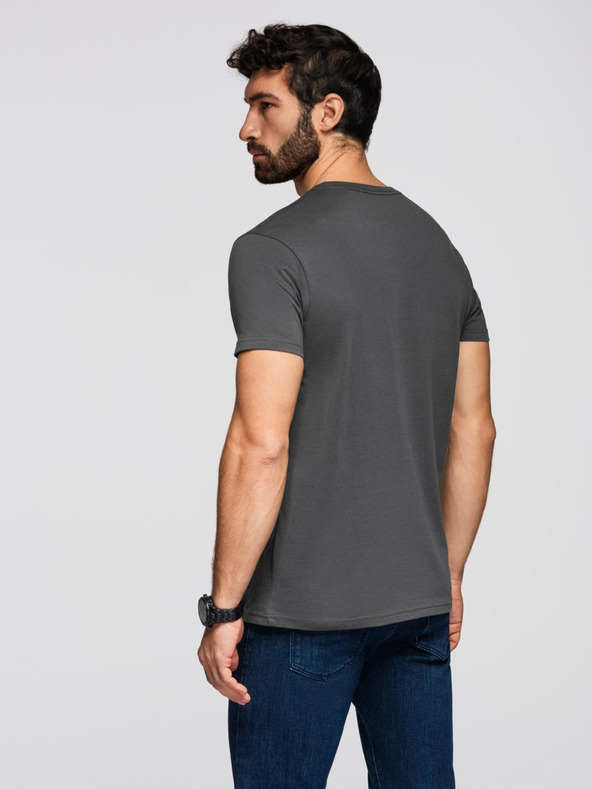 Ombre Clothing Ανδρικό κλασικό βαμβακερό t-shirt BASIC - γκρι